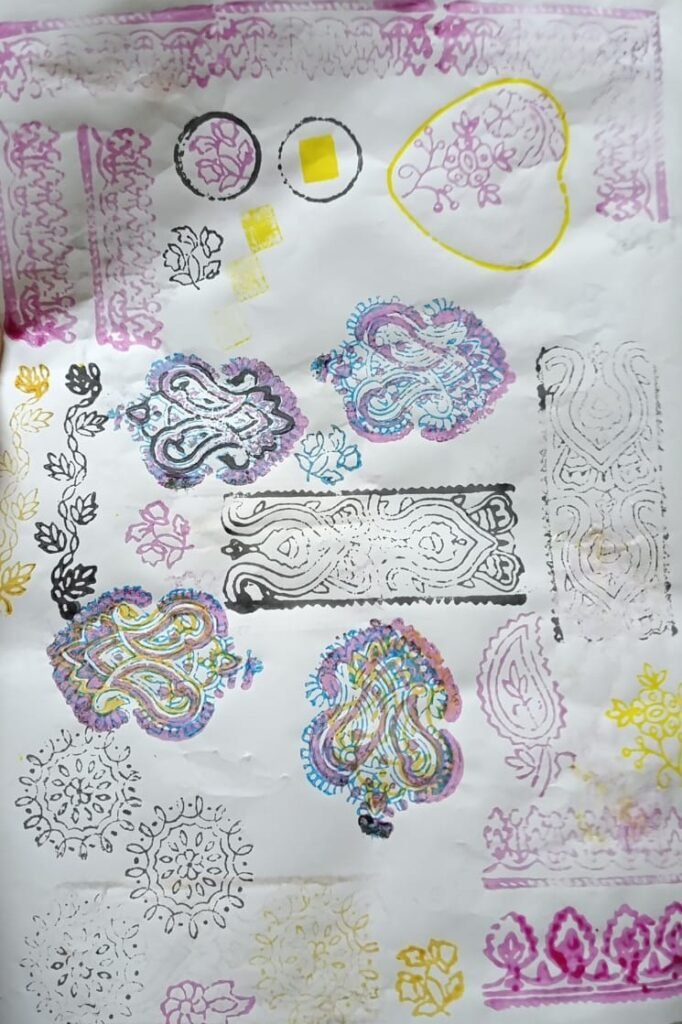 printing practice on paper workshop by Aleezay Mohsin